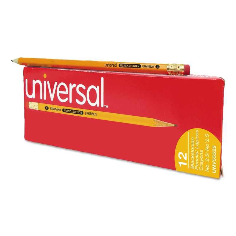 DELUXE BLACKSTONIAN PENCIL, F (#2.5), BLACK LEAD, YELLOW BARREL, DOZEN