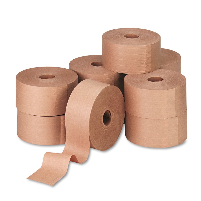 GLASS-FIBER REINFORCED GUMMED KRAFT SEALING TAPE, 3″ CORE, 3″ X 450 FT, BROWN, 10/CARTON