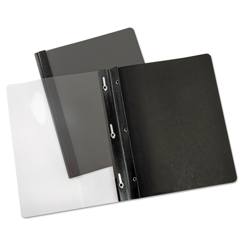 Paper Report Cover, Tang Clip, Letter, 1/2″ Capacity, Clear/black, 25/box