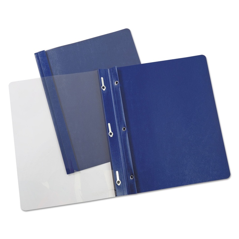Plastic Cover, Tang Clip, Letter, 1/2″ Capacity, Clear/dark Blue, 25/box