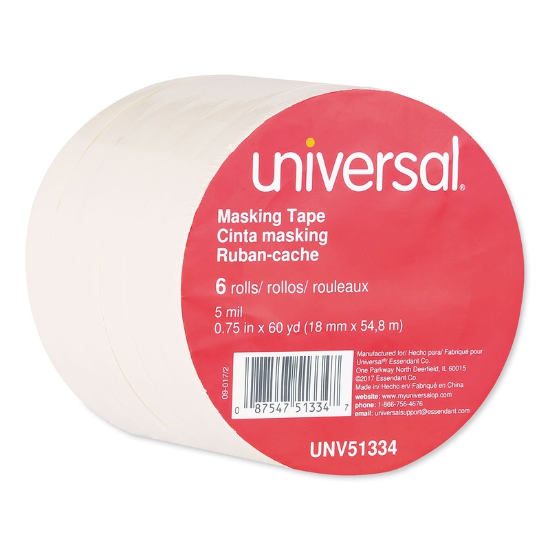 REMOVABLE GENERAL-PURPOSE MASKING TAPE, 3″ CORE, 18 MM X 54.8 M, BEIGE, 6/PACK