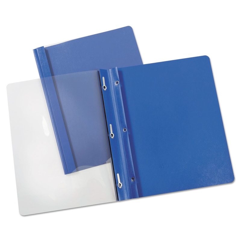 Report Cover, Tang Clip, Letter, 1/2″ Capacity, Clear/blue, 25/box