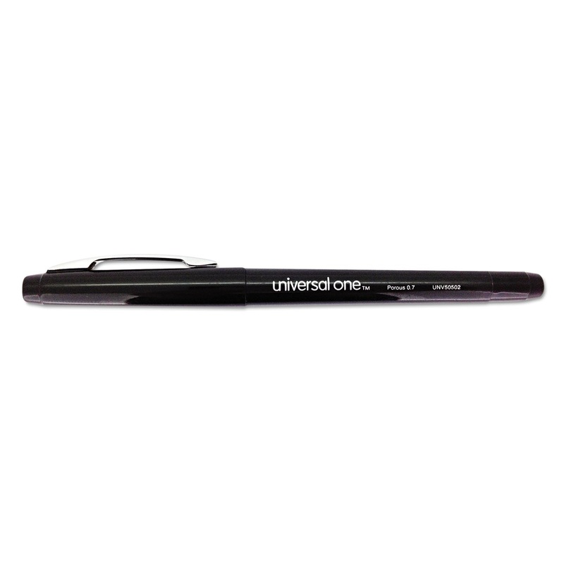 STICK POROUS POINT PEN, MEDIUM 0.7MM, BLACK INK/BARREL, DOZEN