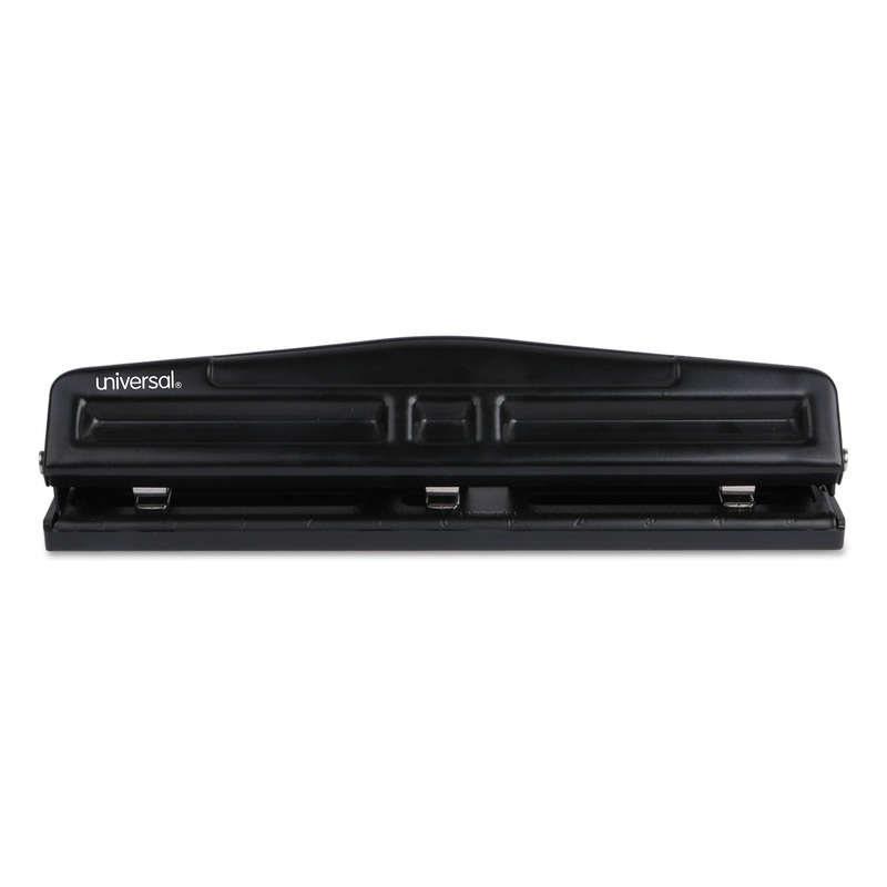 12-Sheet Deluxe Two- And Three-Hole Adjustable Punch, 9/32″ Holes, Black