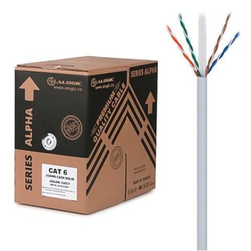 ALOGIC 305M 23AWG GREY PVC SOLID CAT6 NETWORK CABLE – U-UTP