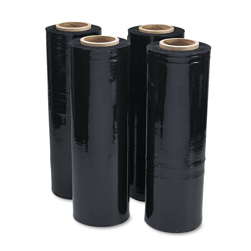Black Stretch Film, 18″ X 1, 500ft Roll, 20mic (80-Gauge), 4/carton