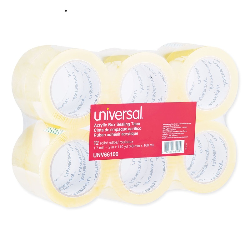 DELUXE GENERAL-PURPOSE ACRYLIC BOX SEALING TAPE, 3″ CORE, 1.88″ X 110 YDS, CLEAR, 12/PACK