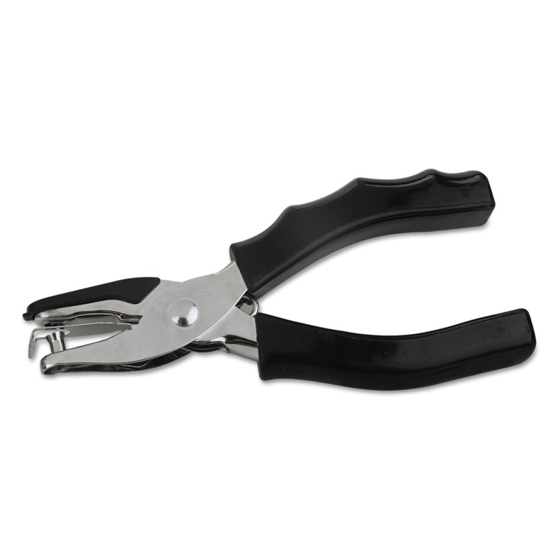 Eight-Sheet Handheld 1/4″ Hole Punch, Metal With Rubber Grip, Black