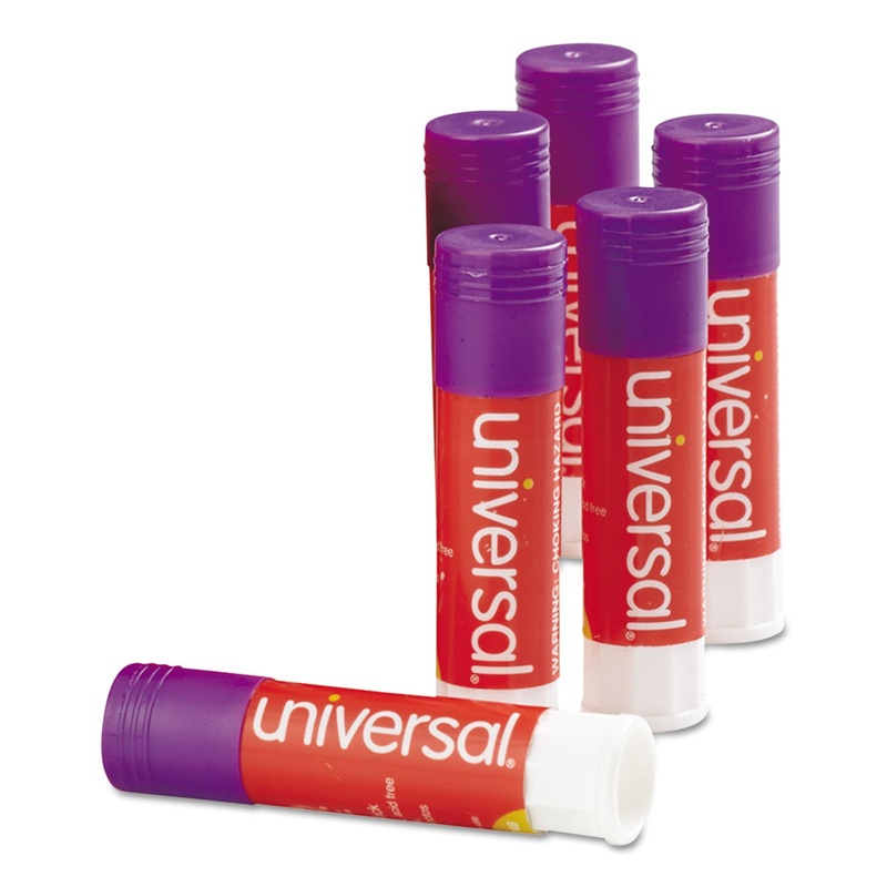 GLUE STICK, 0.28 OZ, APPLIES PURPLE, DRIES CLEAR, 12/PACK