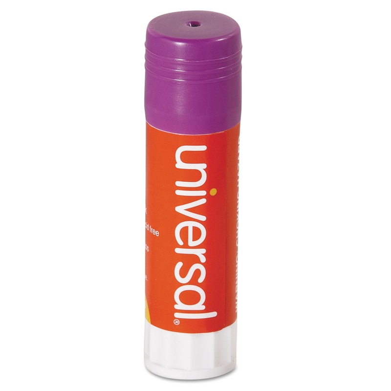 GLUE STICK, 0.74 OZ, APPLIES PURPLE, DRIES CLEAR, 12/PACK