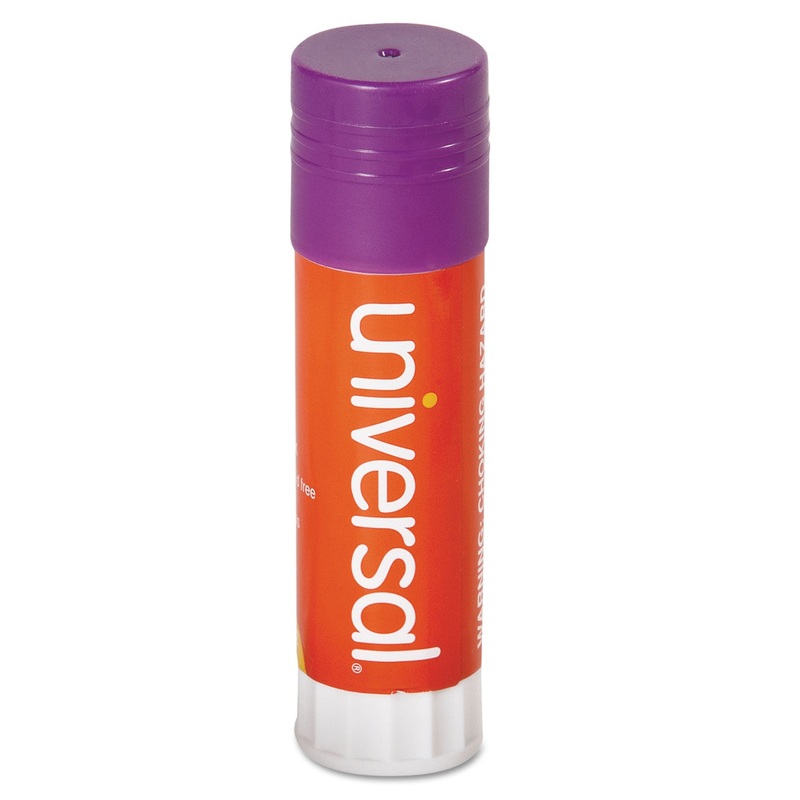 GLUE STICK, 1.3 OZ, APPLIES PURPLE, DRIES CLEAR, 12/PACK