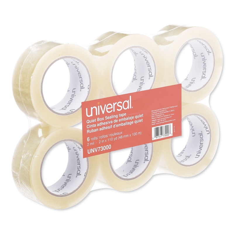 QUIET TAPE BOX SEALING TAPE, 3″ CORE, 1.88″ X 110 YDS, CLEAR, 6/PACK