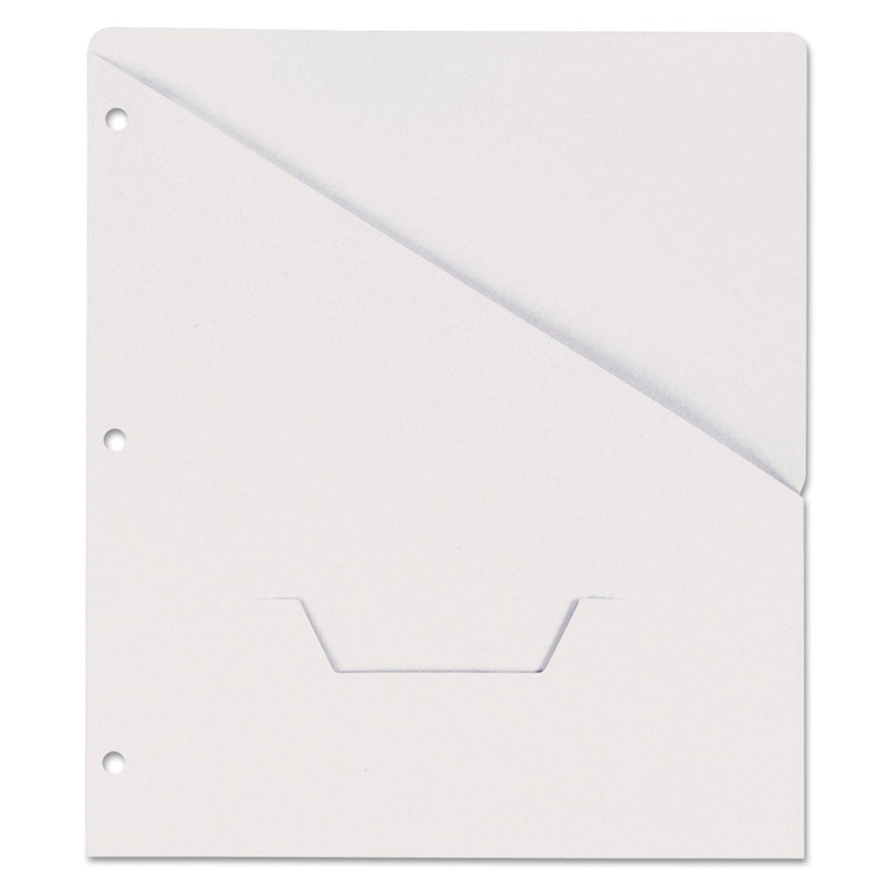 Slash-Cut Pockets For Three-Ring Binders, Jacket, Letter, 11 Pt., White, 10/pack