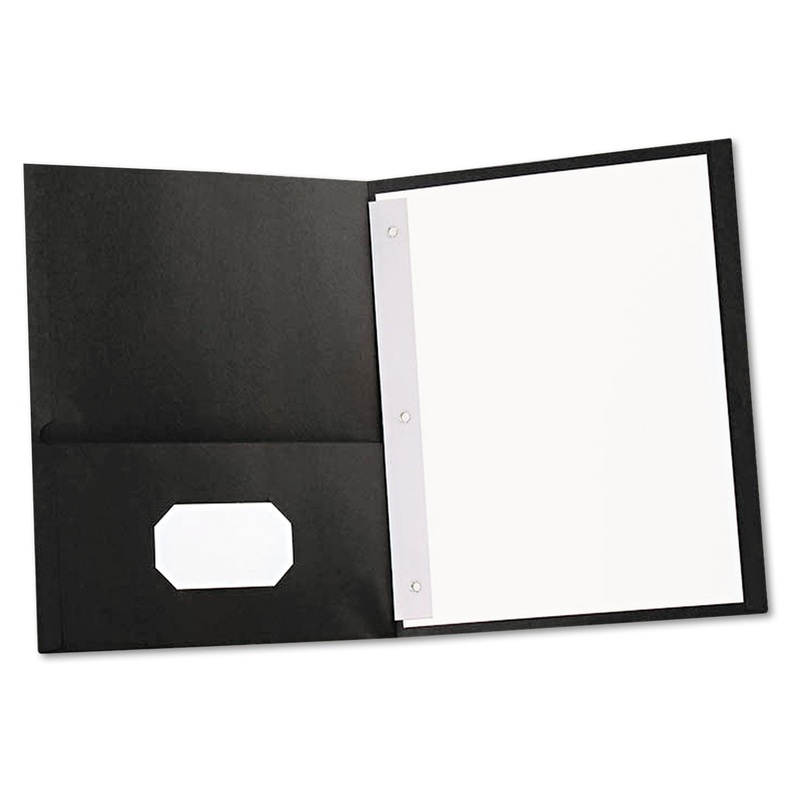 TWO-POCKET PORTFOLIOS WITH TANG FASTENERS, 11 X 8 1/2, BLACK, 25/BOX