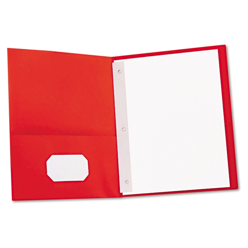 TWO-POCKET PORTFOLIOS WITH TANG FASTENERS, 11 X 8 1/2, RED, 25/BOX
