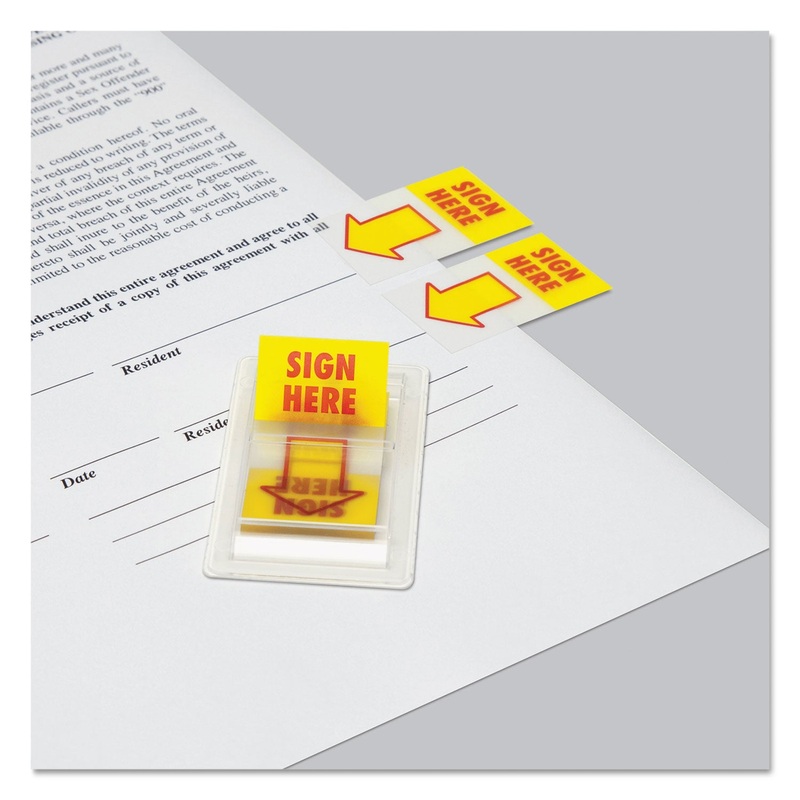 Arrow Page Flags, “sign Here”, Yellow/red, 2 Dispensers Of 50 Flags/pack