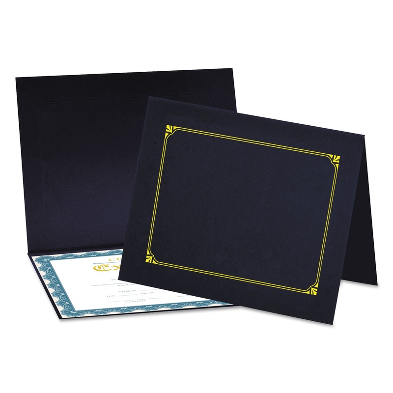 CERTIFICATE/DOCUMENT COVER, 8 1/2 X 11 / 8 X 10 / A4, NAVY, 6/PACK