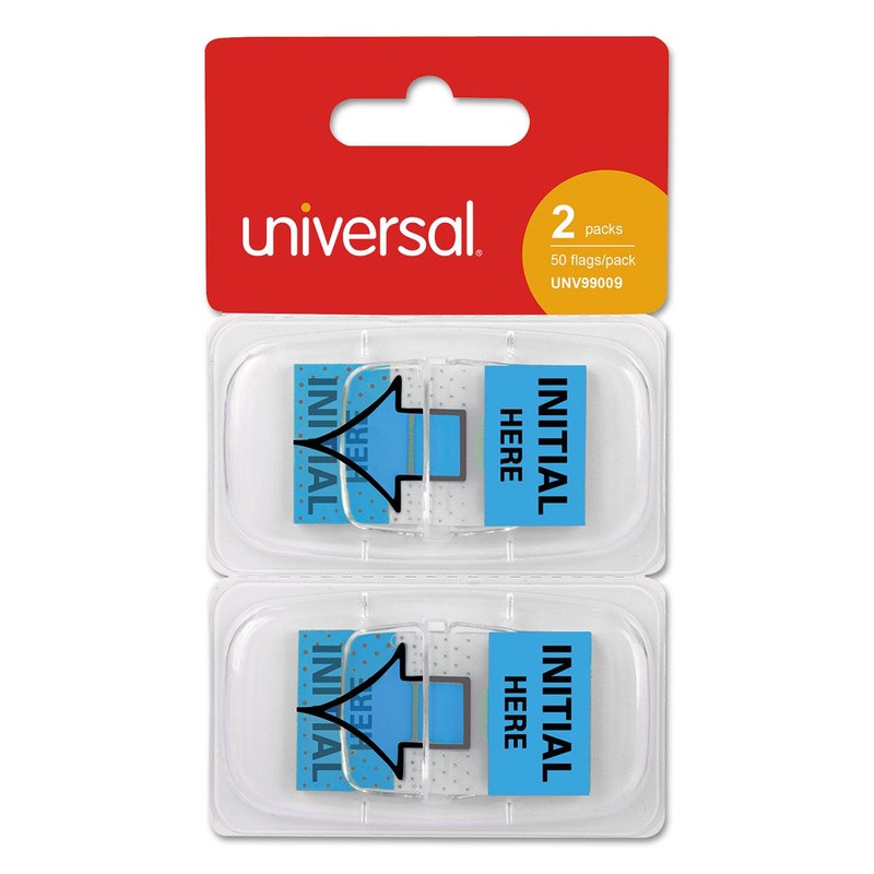 Deluxe Message Arrow Flags, “intital Here”, Blue, 100/pack