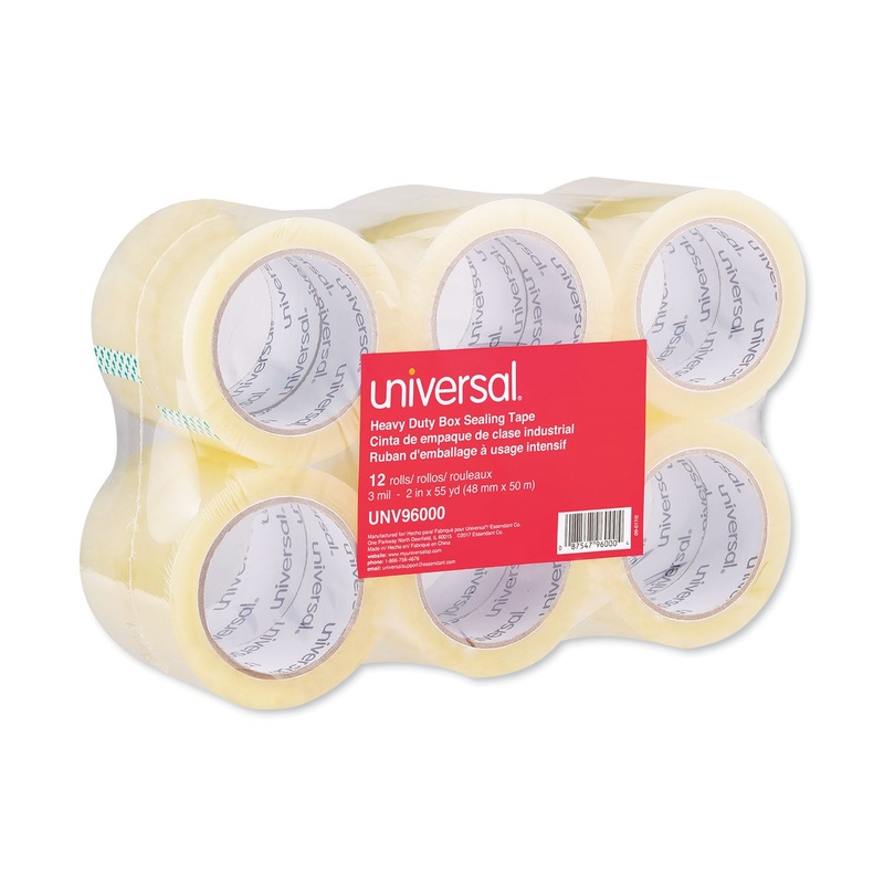 HEAVY-DUTY BOX SEALING TAPE, 3″ CORE, 1.88″ X 54.6 YDS, CLEAR, 12/BOX