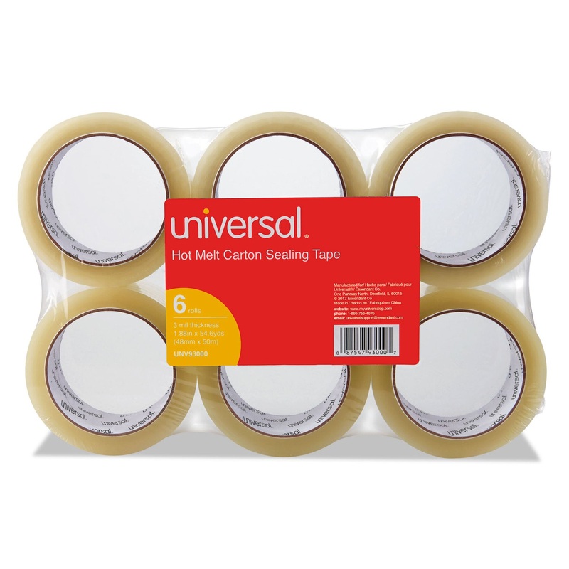 HEAVY-DUTY BOX SEALING TAPE, 3″ CORE, 1.88″ X 54.6 YDS, CLEAR, 6/BOX