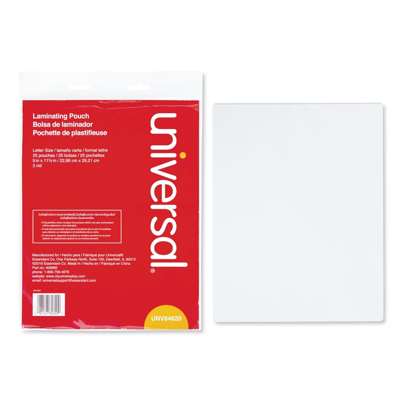 LAMINATING POUCHES, 3 MIL, 9″ X 11.5″, MATTE CLEAR, 25/PACK