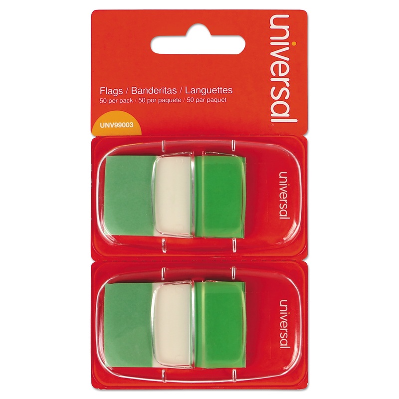 Page Flags, Green, 50 Flags/dispenser, 2 Dispensers/pack