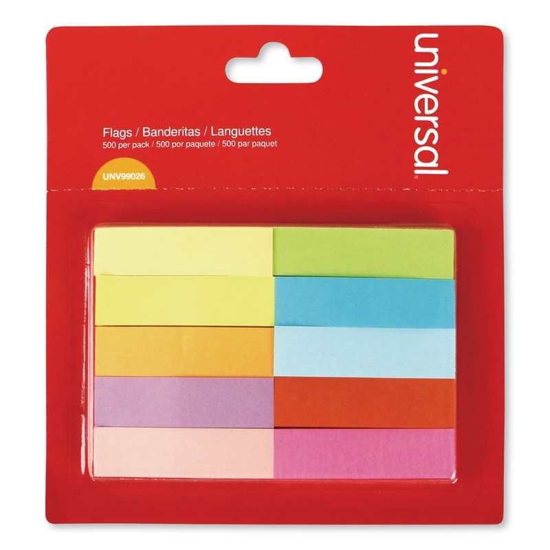 Self-Stick Page Tabs, 1/2″ X 2″, Assorted Colors, 500/pack