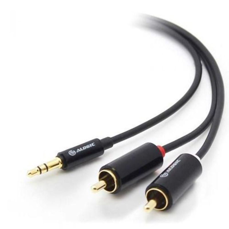 ALOGIC PREMIUM 2M 3.5MM STEREO AUDIO TO 2 X RCA STEREO MALE CABLE (1) MALE TO (2) MALE