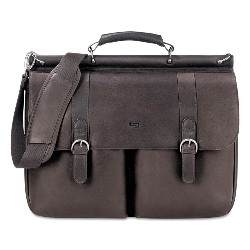 Executive Leather Briefcase, 16″, 16 1/2″ X 5″ X 13″, Espresso