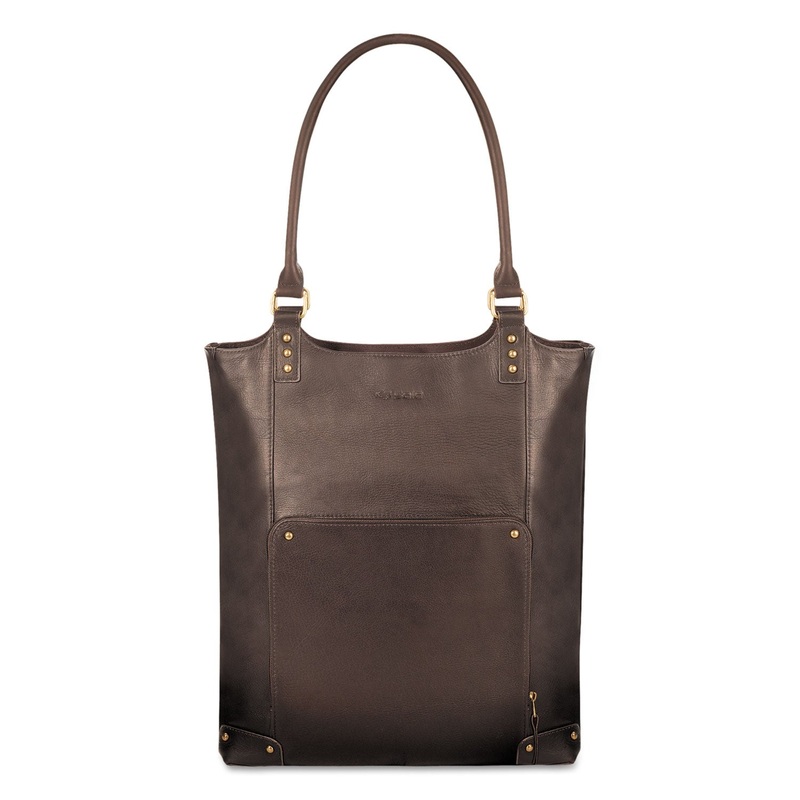 Executive Leather/poly Bucket Tote, 16″, 15 1/2″ X 4 3/4″ X 17 1/4″, Espresso