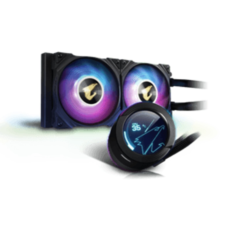 GIGABYTE AORUS WATERFORCE X 240 All-in-one Liquid Cooler with Circular LCD Display RGB Fusion 2.0 120mm ARGB Fans
