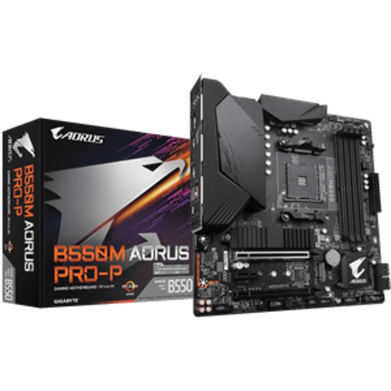 GIGABYTE B550M AORUS PRO-P MICRO ATX FORM FACTOR AMD SOCKET AM4 4 X DDR4 DIMM 2 X M.2 LAN HD AUDIO MOTHERBOARD