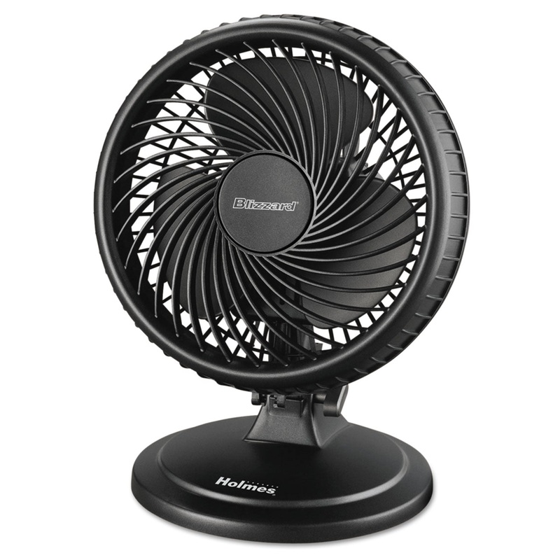 Lil’ Blizzard 7″ Two-Speed Oscillating Personal Table Fan, Plastic, Black