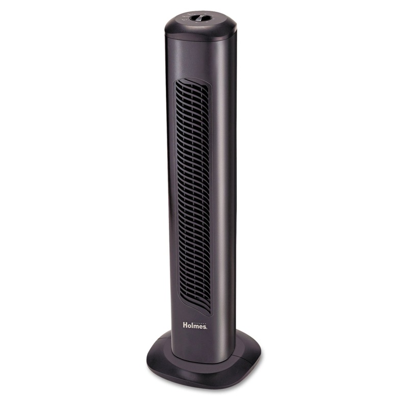 Oscillating Tower Fan, Three-Speed, Black, 5 9/10″w X 31″h
