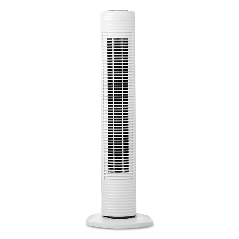 Oscillating Tower Fan, Three-Speed, White, 5 9/10″w X 31″h