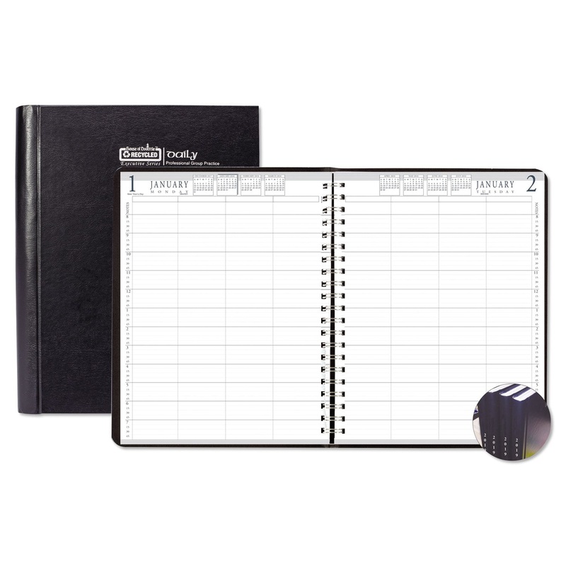 EXECUTIVE HARDCOVER 4-PERSON GROUP PRACTICE APPT. BOOK, 11 X 8 1/2, BLACK, 2020