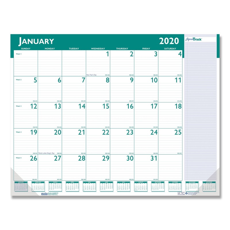 EXPRESS TRACK MONTHLY DESK PAD CALENDAR, 22 X 17, 2020-2021