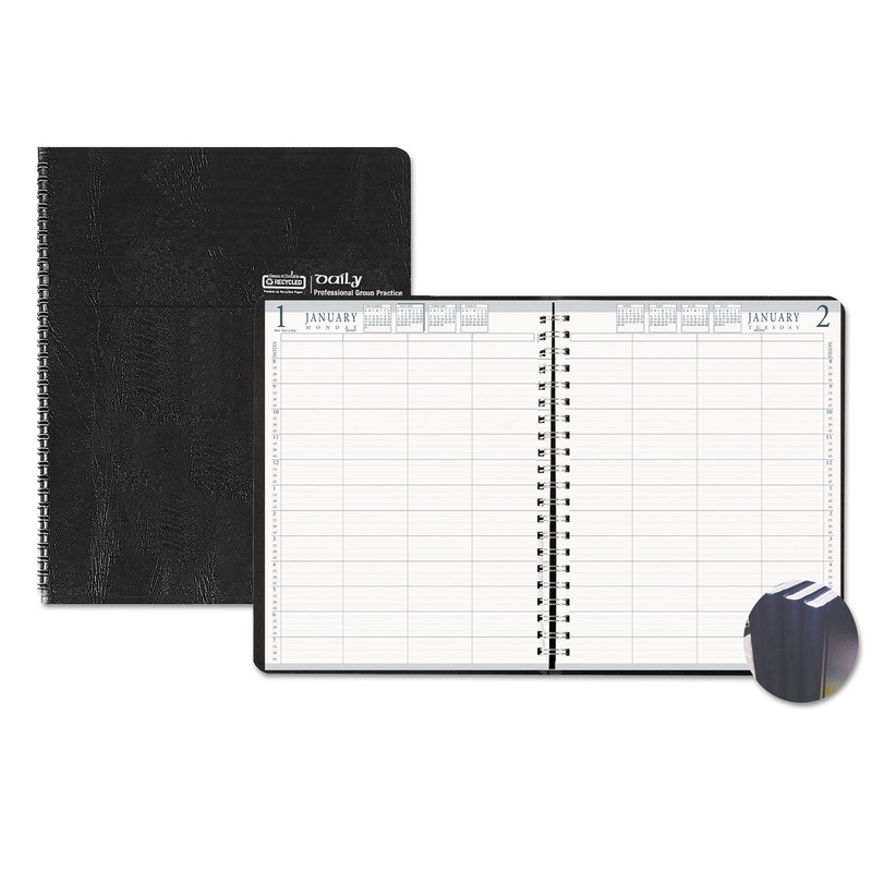 FOUR-PERSON GROUP PRACTICE DAILY APPOINTMENT BOOK, 11 X 8 1/2, BLACK, 2020