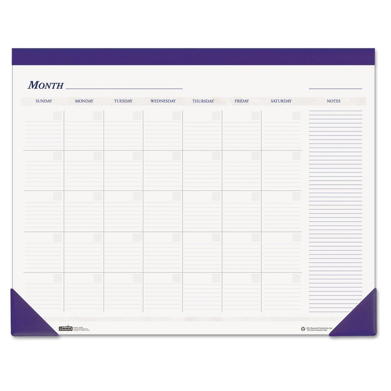 Nondated Desk Pad Calendar, 22 X 17, Blue