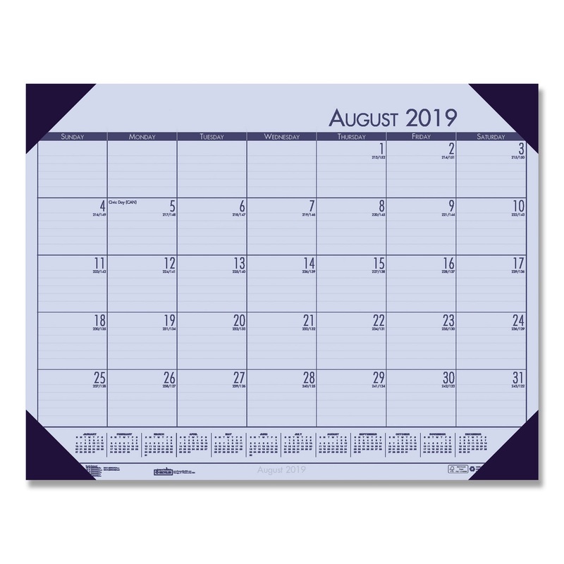 RECYCLED ECOTONES ACADEMIC DESK CALENDAR, 18.5 X 13, CORDOVAN CORNERS, 2019-2020