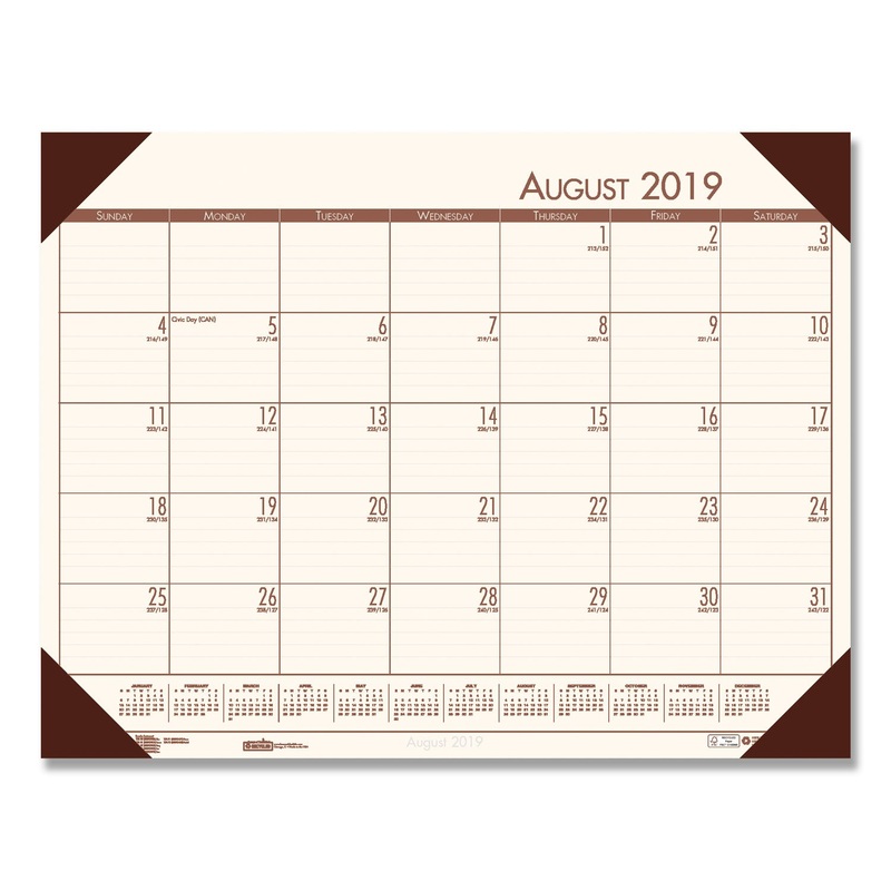 RECYCLED ECOTONES ACADEMIC DESK PAD CALENDAR, 18.5X13, BROWN CORNERS, 2019-2020