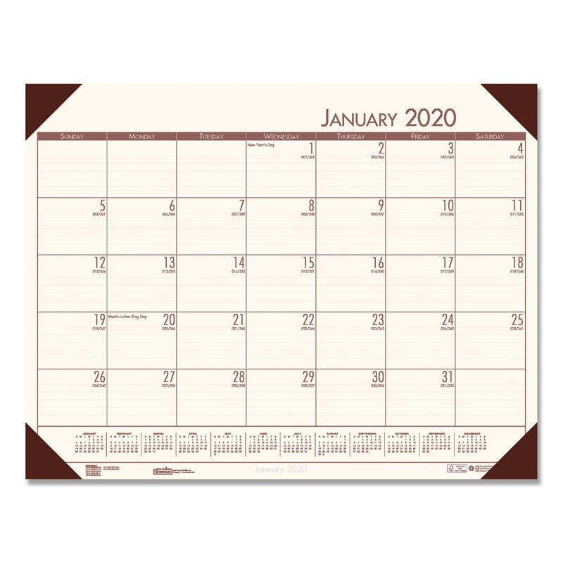 RECYCLED ECOTONES MOONLIGHT CREAM MONTHLY DESK PAD CALENDAR, 22 X 17, 2020