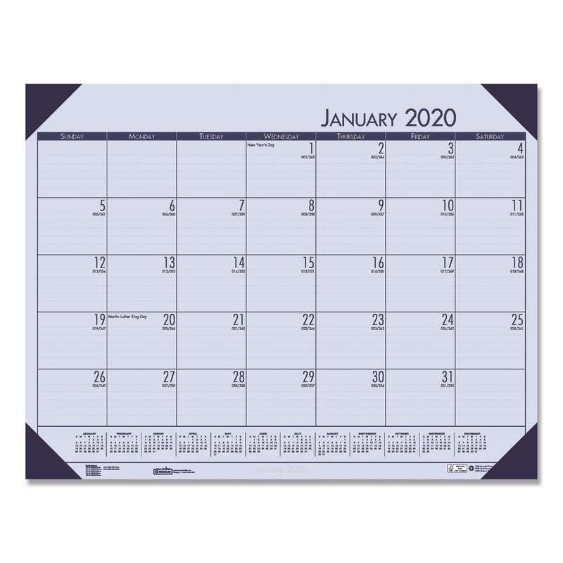RECYCLED ECOTONES SUNSET ORCHID MONTHLY DESK PAD CALENDAR, 22 X 17, 2020