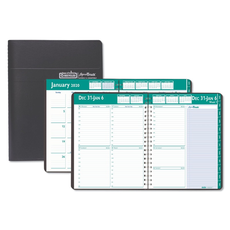 RECYCLED EXPRESS TRACK WEEKLY/MONTHLY APPOINTMENT BOOK, 11 X 8 1/2, BLACK, 2020-2021
