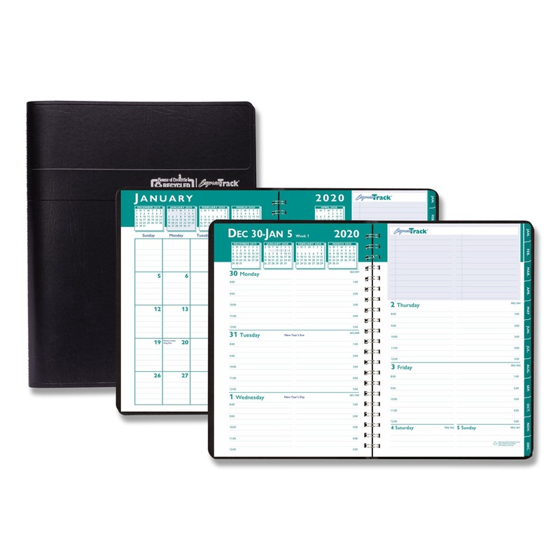 RECYCLED EXPRESS TRACK WEEKLY/MONTHLY APPOINTMENT BOOK, 8 X 5, BLACK, 2020-2021