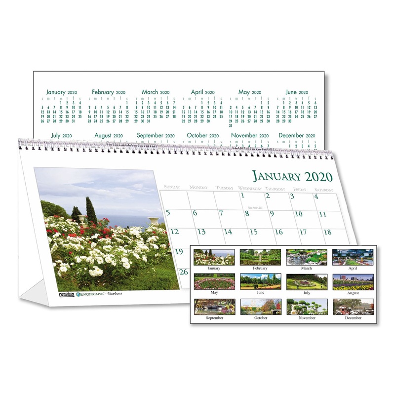 RECYCLED GARDEN PHOTOS DESK TENT MONTHLY CALENDAR, 8 1/2 X 4 1/2, 2020