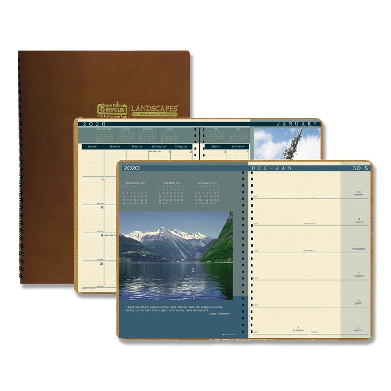 RECYCLED LANDSCAPES WEEKLY/MONTHLY PLANNER, 11 X 8 1/2, BROWN, 2020