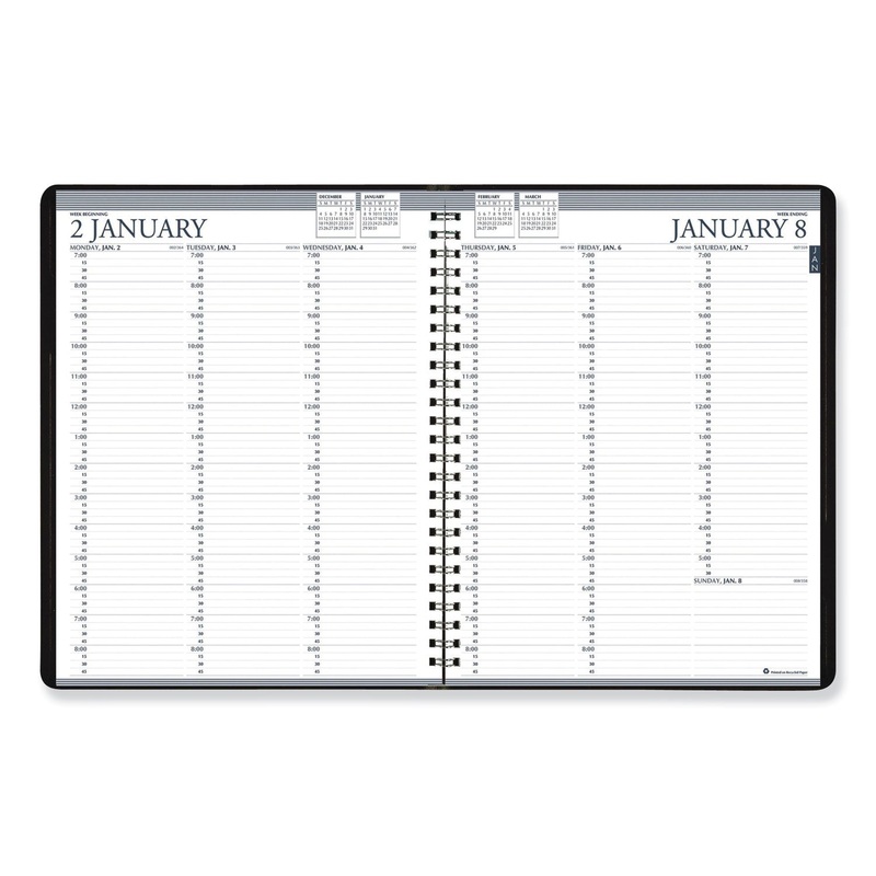 RECYCLED PROFESSIONAL WEEKLY PLANNER, 15-MIN APPOINTMENTS, 11 X 8 1/2, BLACK, 2020