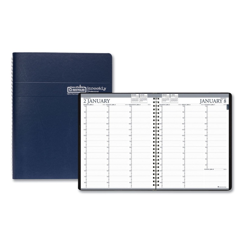 RECYCLED PROFESSIONAL WEEKLY PLANNER, 15-MIN APPOINTMENTS, 11 X 8 1/2, BLUE, 2020