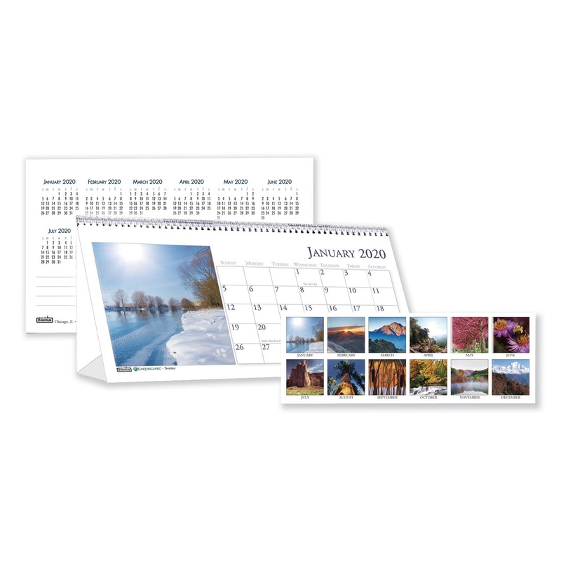 RECYCLED SCENIC PHOTOS DESK TENT MONTHLY CALENDAR, 8 1/2 X 4 1/2, 2020